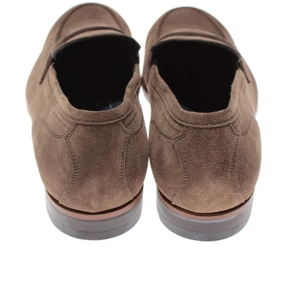 Di Bianco NWB Miseno Cashmere Suede Penny Loafers Size 45 (US 12) in Bark Brown